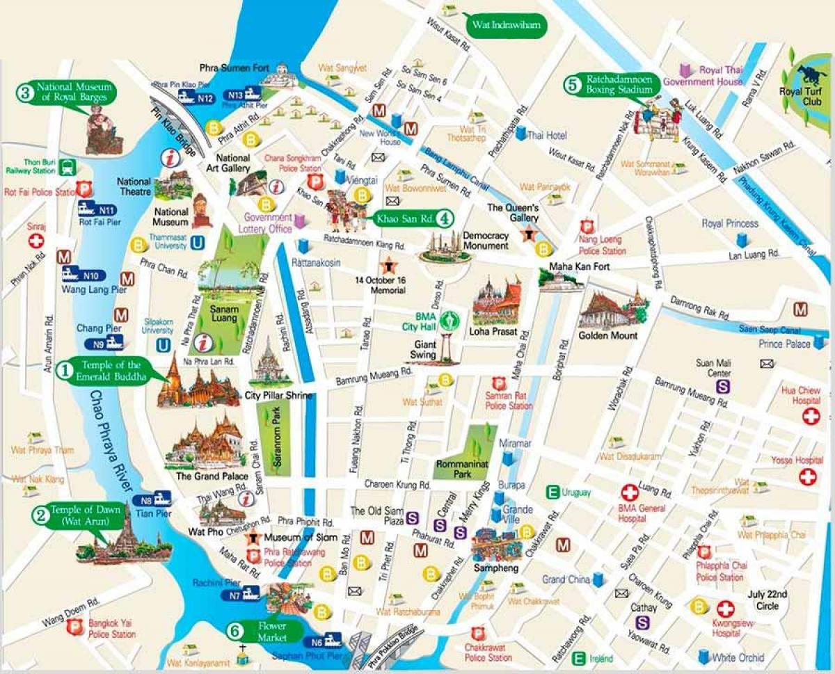 bangkok steder å besøke kart