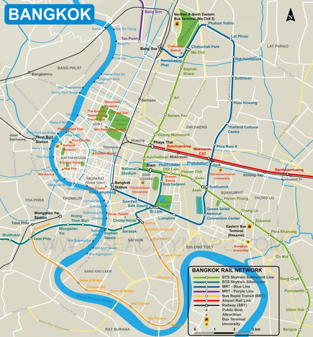 kart over bangkok sentrum