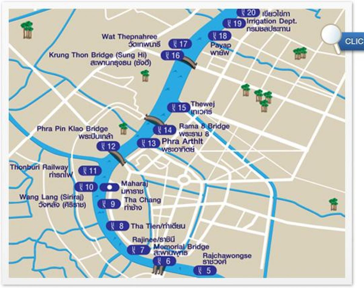 kart over bangkok og elven transport