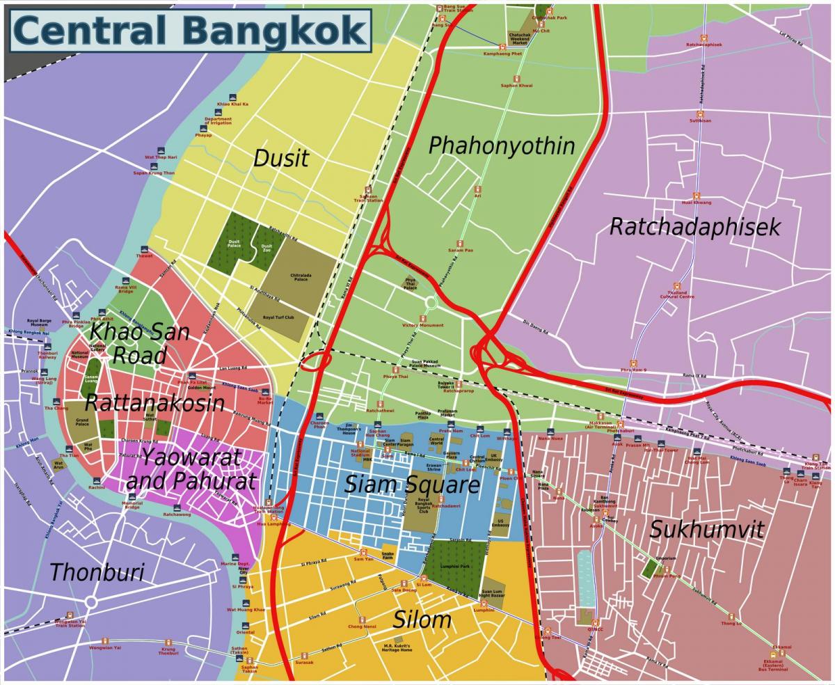 områdene i bangkok kart