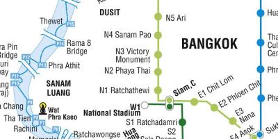 Kart over bangkok tunnelbane-og skytrain