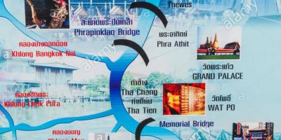 Kart over elven chao phraya i bangkok